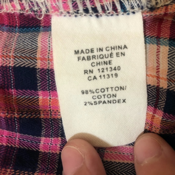 Garage button-up Plaid shirt stretch&fit M EUC tri - Picture 4 of 8